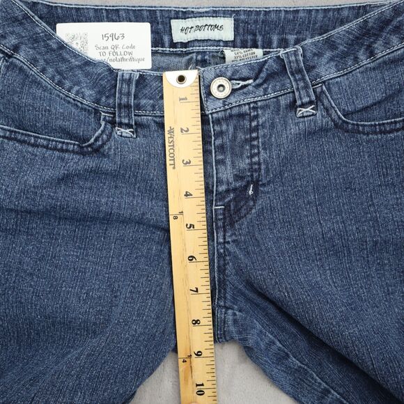 Hot Bottoms Pants Womens 5 Blue Mid Rise Straight Cut Flat Front Jeans - Picture 5 of 16